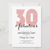 Invitation Rose Gold Parties scintillant 30 et fabuleuse fête (Devant)