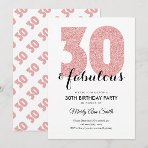 Invitation Rose Gold Parties scintillant 30 et fabuleuse fête