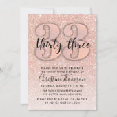 Invitation Rose Gold Parties scintillant 33ème anniversaire I (Devant)