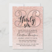 Invitation Rose Gold Parties scintillant 36e anniversaire Inv (Devant)
