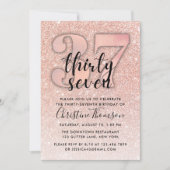 Invitation Rose Gold Parties scintillant 37e anniversaire Inv (Devant)