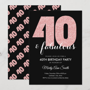 Invitation Rose Gold Parties scintillant 40 et fabuleuse fête