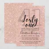 Invitation Rose Gold Parties scintillant 41ème anniversaire I (Devant / Derrière)