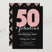 Invitation Rose Gold Parties scintillant 50 et fabuleuse fête (Devant / Derrière)