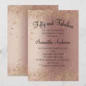 Invitation Rose Gold Parties scintillant 50 et Fabulous Birth (Devant / Derrière)