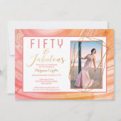 Invitation Rose Gold Parties scintillant 50 et Fabulous Birth (Devant)