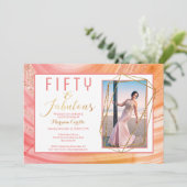 Invitation Rose Gold Parties scintillant 50 et Fabulous Birth (Debout devant)