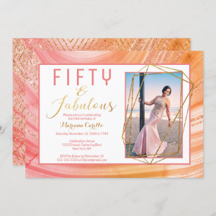 Invitation Rose Gold Parties scintillant 50 et Fabulous Birth
