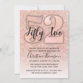 Invitation Rose Gold Parties scintillant 52ème anniversaire I (Devant)