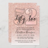 Invitation Rose Gold Parties scintillant 52ème anniversaire I (Devant / Derrière)