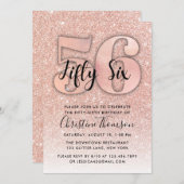 Invitation Rose Gold Parties scintillant 56e anniversaire Inv (Devant / Derrière)