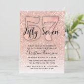 Invitation Rose Gold Parties scintillant 57e anniversaire Inv (Debout devant)