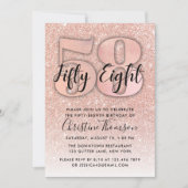 Invitation Rose Gold Parties scintillant 58e anniversaire Inv (Devant)