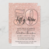 Invitation Rose Gold Parties scintillant 59e Anniversaire Inv (Devant / Derrière)