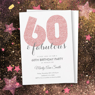 Invitation Rose Gold Parties scintillant 60 et fabuleuse fête