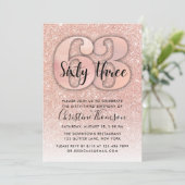 Invitation Rose Gold Parties scintillant 63ème anniversaire I (Debout devant)