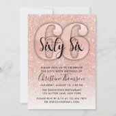 Invitation Rose Gold Parties scintillant 66e anniversaire Inv (Devant)