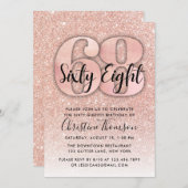Invitation Rose Gold Parties scintillant 68e anniversaire Inv (Devant / Derrière)