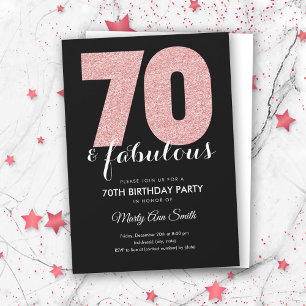 Invitation Rose Gold Parties scintillant 70 et fabuleuse fête