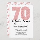 Invitation Rose Gold Parties scintillant 70 et fabuleuse fête (Devant / Derrière)