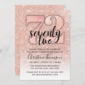 Invitation Rose Gold Parties scintillant 72e anniversaire Inv (Devant / Derrière)