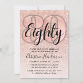 Invitation Rose Gold Parties scintillant 80e anniversaire Inv (Devant)