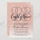 Invitation Rose Gold Parties scintillant 83ème anniversaire I (Devant / Derrière)