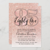 Invitation Rose Gold Parties scintillant 85e anniversaire Inv (Devant / Derrière)
