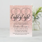 Invitation Rose Gold Parties scintillant 88e anniversaire Inv (Debout devant)