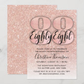 Invitation Rose Gold Parties scintillant 88e anniversaire Inv (Devant / Derrière)
