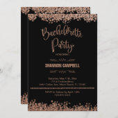 Invitation Rose Gold Parties scintillant Bachelorette Party a (Devant / Derrière)
