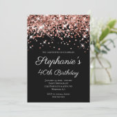 Invitation Rose Gold Parties scintillant Black Elegant 40e an (Debout devant)