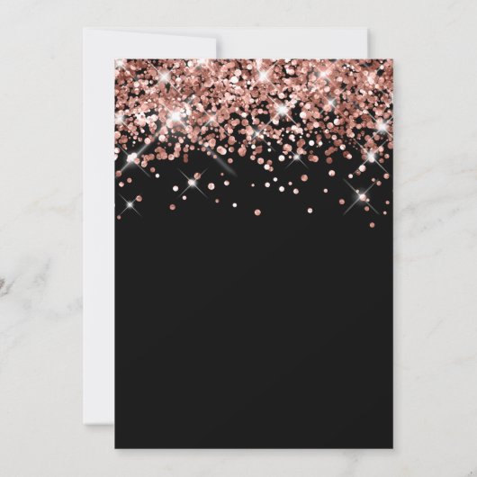 Invitation Rose Gold Parties scintillant Black Elegant 40e an (Dos)