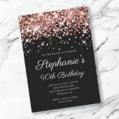 Invitation Rose Gold Parties scintillant Black Elegant 40e an