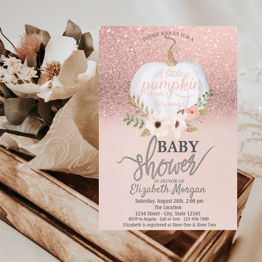 Invitation Rose Gold Parties scintillant Bokeh, Baby shower C