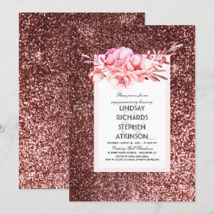 Invitation Rose Gold Parties scintillant Chic Vintage Engagem