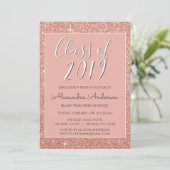 Invitation Rose Gold Parties scintillant Classe de 2019 Gradu (Debout devant)