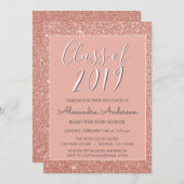 Invitation Rose Gold Parties scintillant Classe de 2019 Gradu (Devant / Derrière)