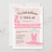 Invitation Rose Gold parties scintillant confetti ballerine 1 (Devant)