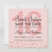 Invitation Rose Gold Parties scintillant Confetti Sweet 16 En (Devant)