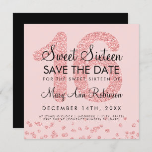 Invitation Rose Gold Parties scintillant Confetti Sweet 16 En