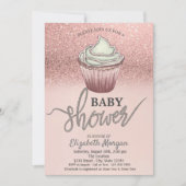 Invitation Rose Gold Parties scintillant Cupcake (Devant)