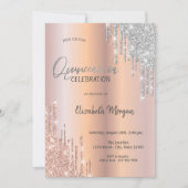 Invitation Rose Gold Parties scintillant d'argent Quinceañer (Devant)