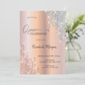 Invitation Rose Gold Parties scintillant d'argent Quinceañer (Debout devant)