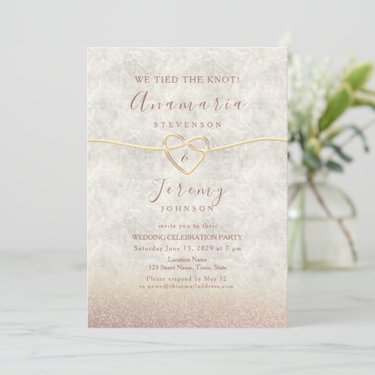 Invitation Rose Gold Parties scintillant de mariage Invitatio (Debout devant)
