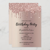 Invitation Rose Gold Parties scintillant Drift Glam tendance (Devant / Derrière)
