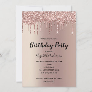 Invitation Rose Gold Parties scintillant Drift Glam tendance 