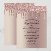 Invitation Rose Gold Parties scintillant Drip tendance mariag (Devant / Derrière)