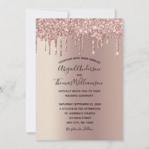 Invitation Rose Gold Parties scintillant Drip tendance mariag