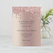 Invitation Rose Gold Parties scintillant Drip tendance mariag (Debout devant)